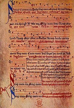 Antique print of Sumer is icumen manuscript in from Reading Abbey Library - � Nash Ford Publishing